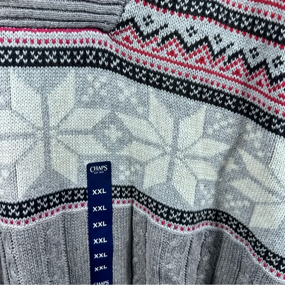 Chaps Gray Patterned Men's Sweater Size XXL